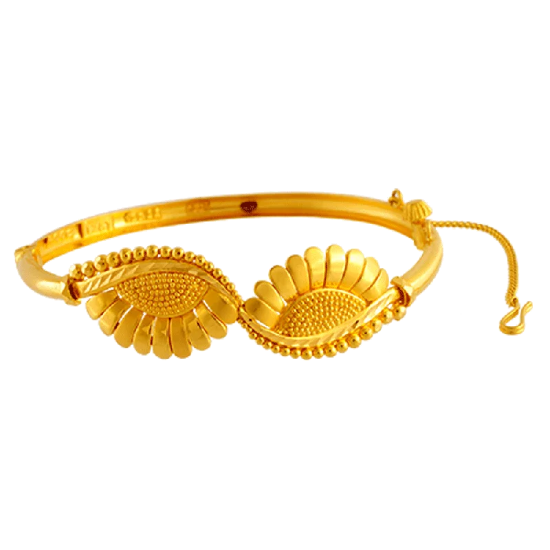 Elegant cuff bangles with diamonds-22KT Yellow Gold Bangle For Women