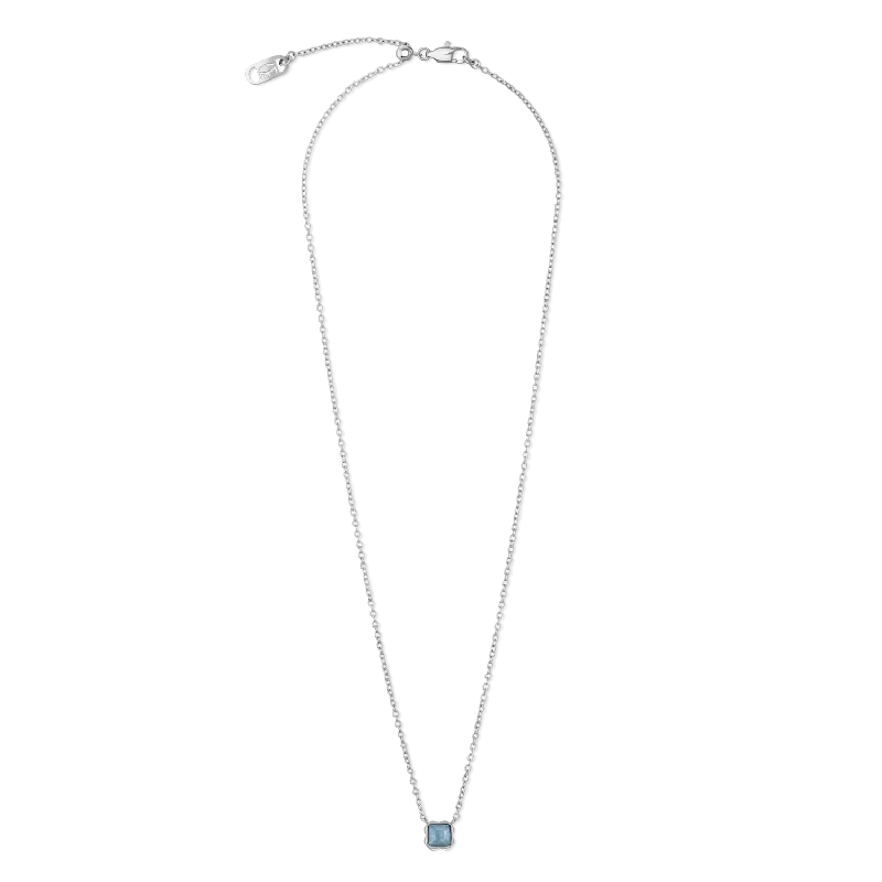 Necklaces with crystal pendants for women-Birthstone March Necklace Blue Aventurine Silver