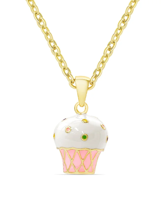 Luxury necklaces with emerald stones-3D Cupcake Pendant