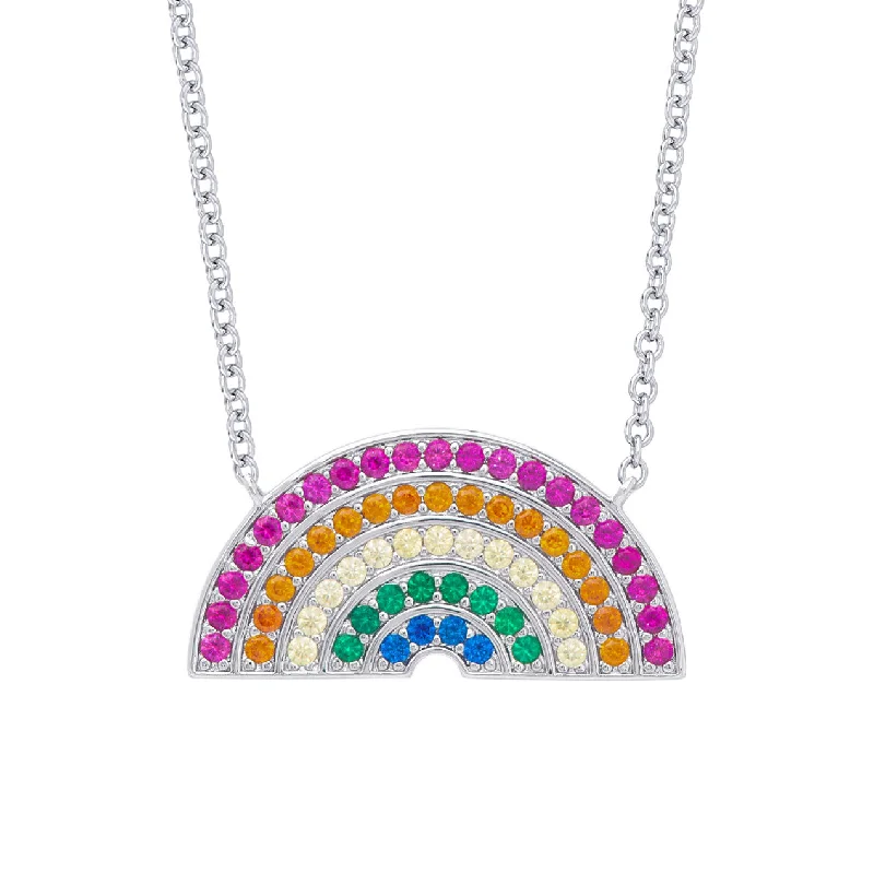 Stunning necklaces with turquoise stones-Rainbow CZ Necklace