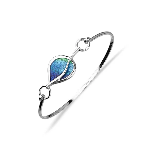 Trendy bangles with gemstones-Leah Silver Bangle EBG8