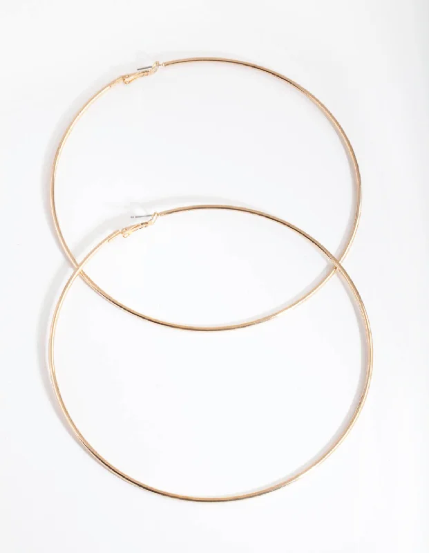 Gorgeous hoop earrings with diamonds-Gold Oversized Hoop Earrings