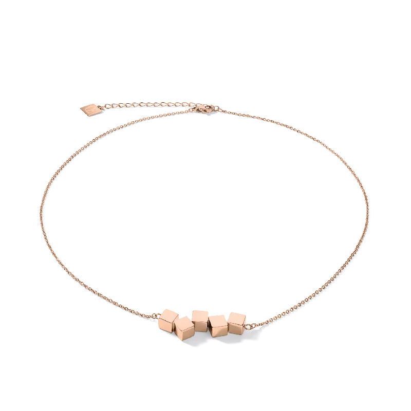 Custom necklaces with nameplate designs-Necklace Dancing GeoCUBE® stainless steel rose gold