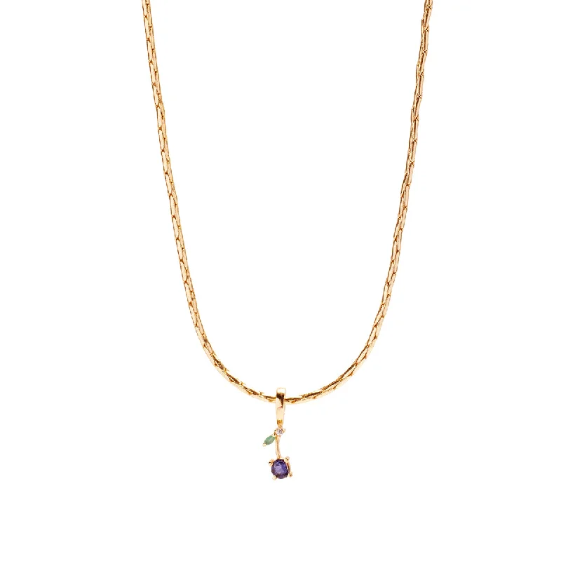 Beautiful sapphire necklaces for women-Blueberry Necklace Charm on Isla Round Shake Chain