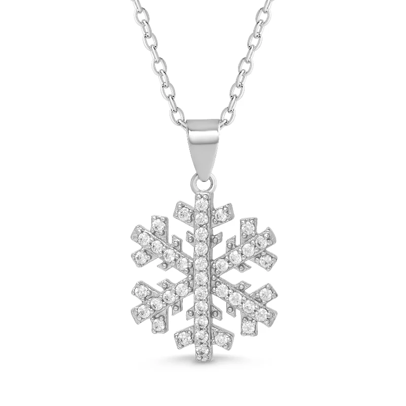 Simple chain necklaces with charms-CZ Snowflake Necklace in Sterling Silver