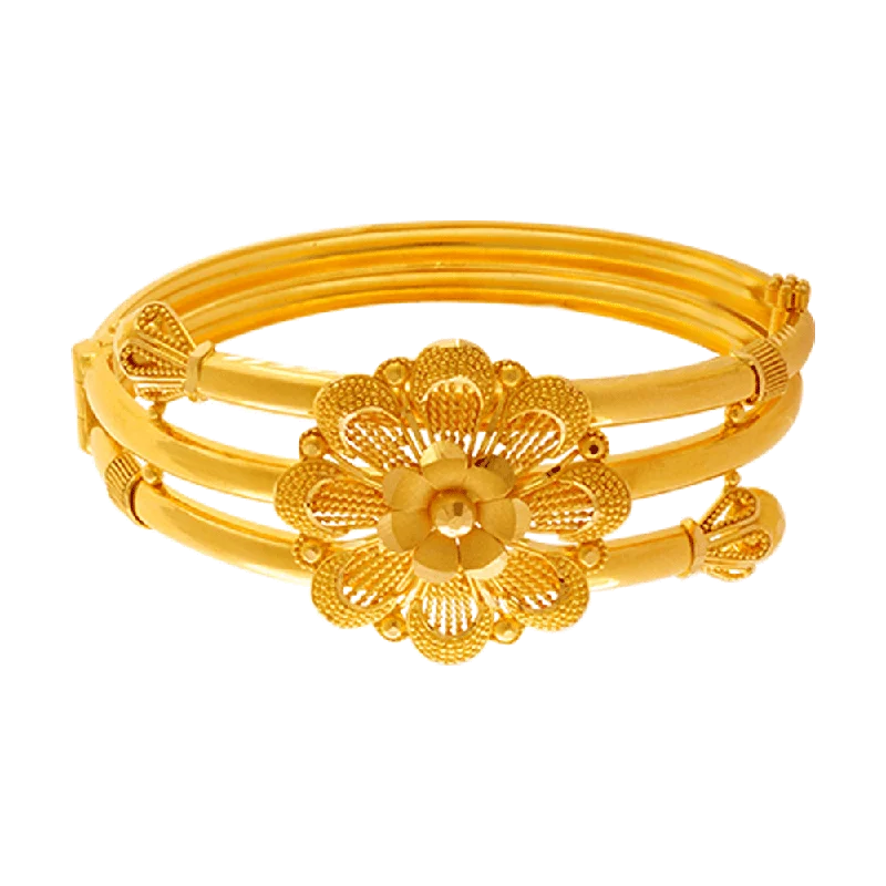 Beautiful bangles with diamond accents-22KT Yellow Gold Bangle For Women