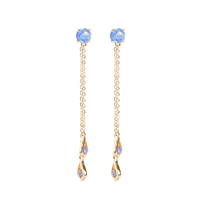 Beautiful earrings with amethyst accents-Ophelia Blue Opal Double Chain Drop Earrings