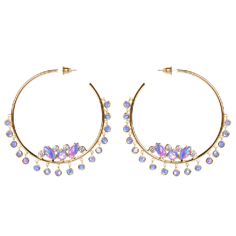 Personalized earrings with birthstones-Ophelia Iridescent Opal Hoop Earrings