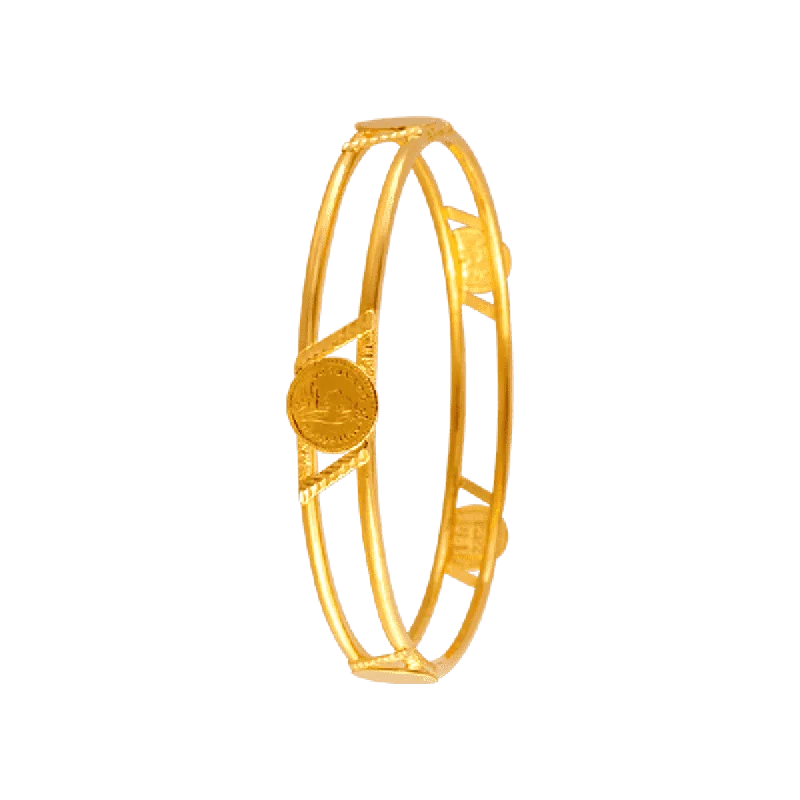 Elegant gold bracelets with emerald stones-22KT Yellow Gold Loha Bangle For Women