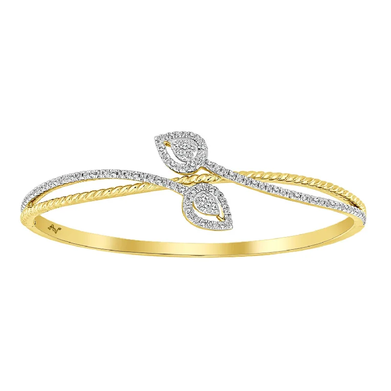 Simple yet stylish bracelets with charms-LADIES BANGLE 0.75CT ROUND DIAMOND 14K YELLOW GOLD