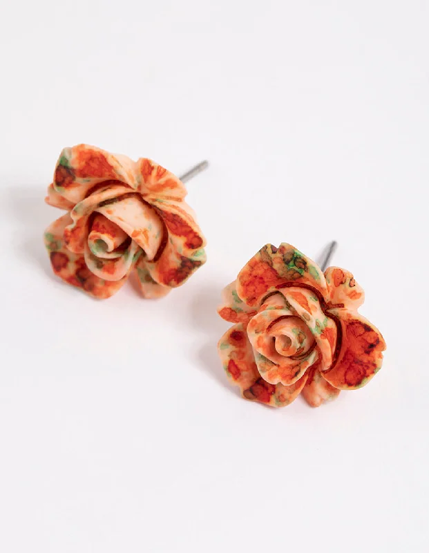 Chic earrings with floral designs-Watercolour Rose Stud Earrings