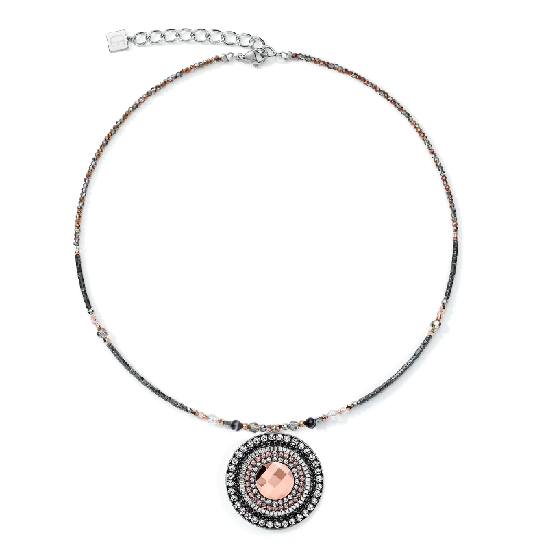 Elegant necklaces with opals for women-Necklace Amulet small Crystals  & striped onyx grey-crystal