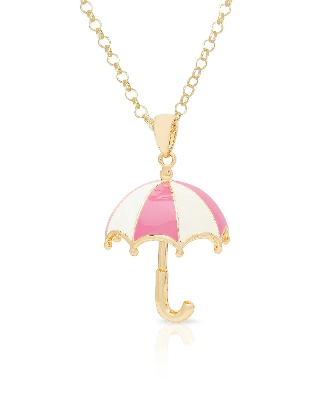 Luxury necklaces with rubies-3D Umbrella Pendant (Pink)