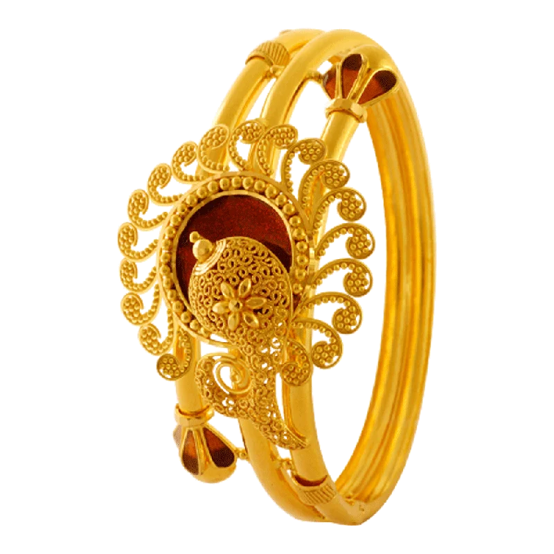 Elegant silver bangles with cubic zirconia-22KT Yellow Gold Bangle For Women