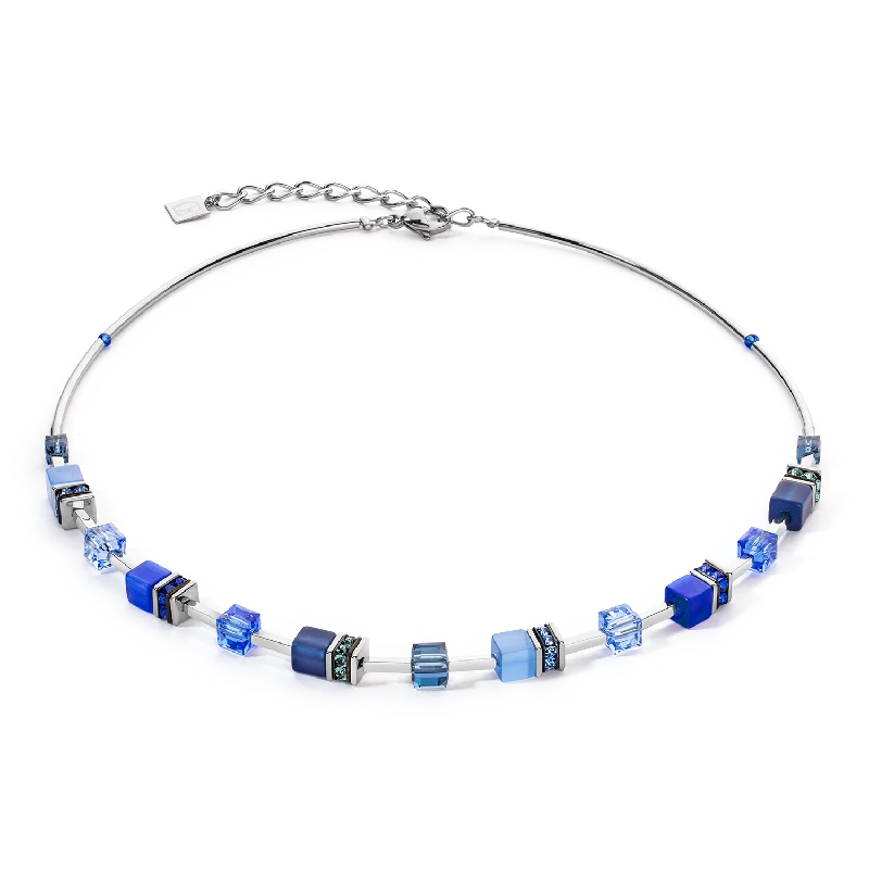 Simple pearl necklaces for formal events-GeoCUBE® Iconic Lite Necklace Blue