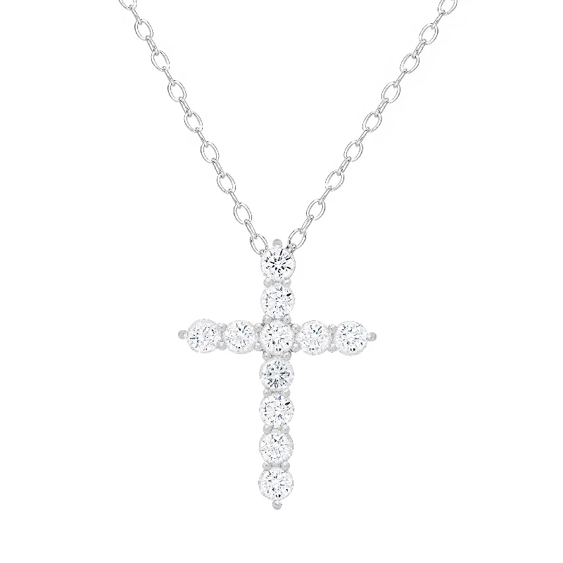 Beautiful layered necklaces for women-CZ Cross Necklace in Sterling Silver