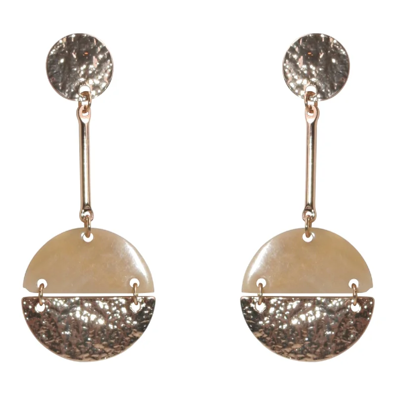 Stylish diamond earrings for women-Iconography Hammered Gold & Horn Drop Earrings