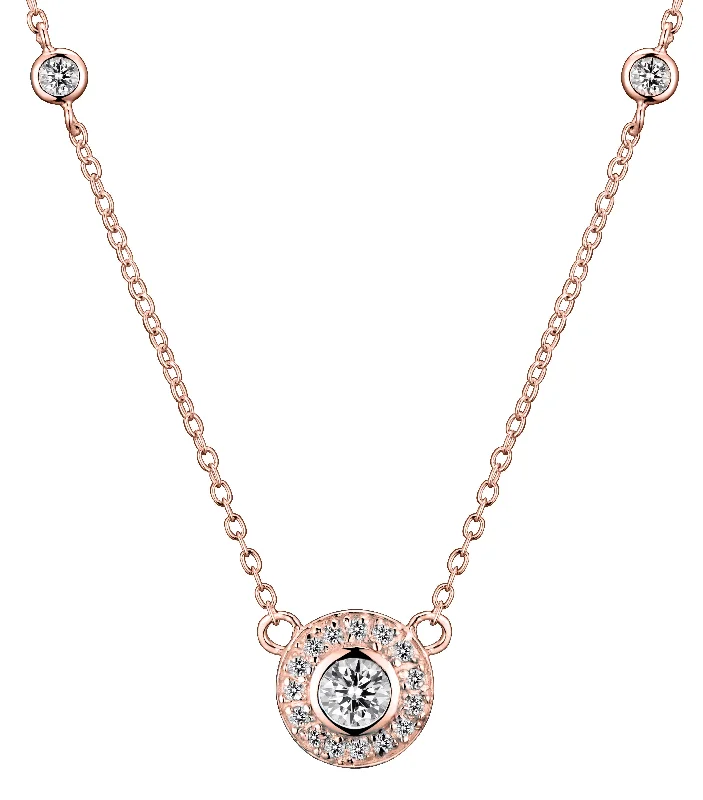 Luxury necklaces with diamond accents-Charlotte Rose Plated Round Bezel Set Necklace