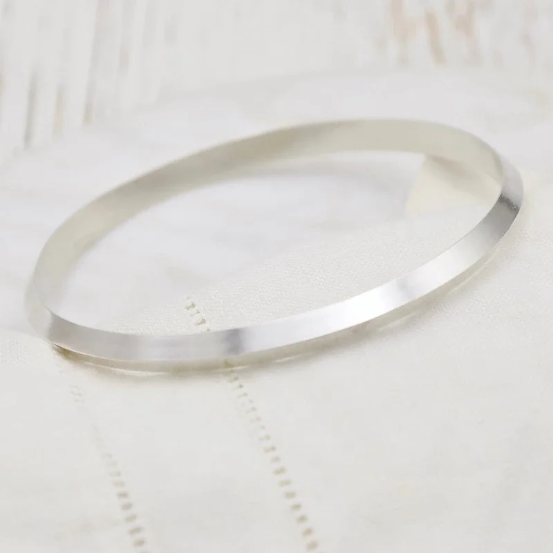 Stunning silver bangles with rubies-Wide Triangle Bangle in Polished Silver