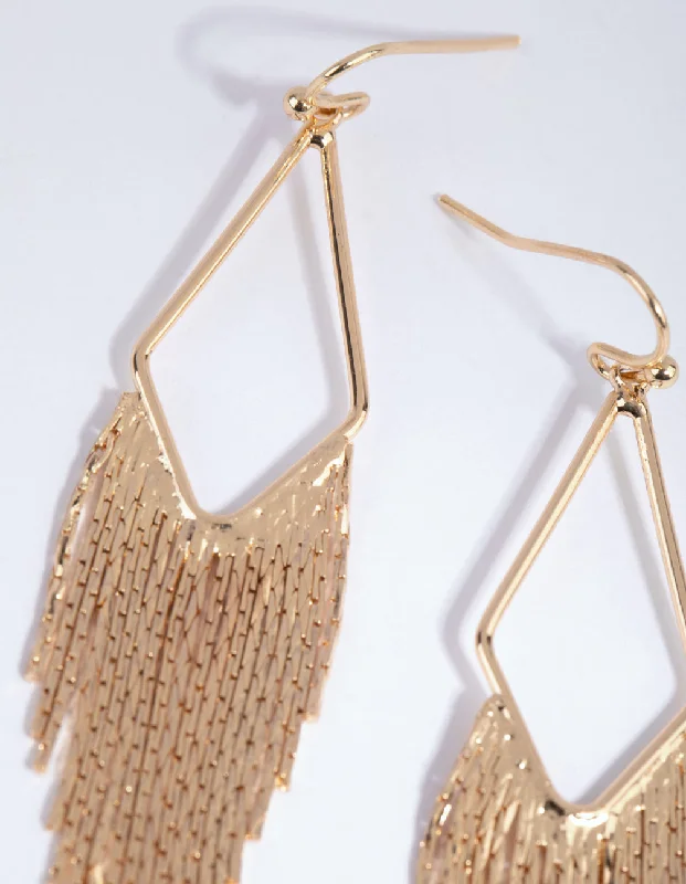 Elegant earrings with emeralds-Gold Mini Tassel Drop Earrings