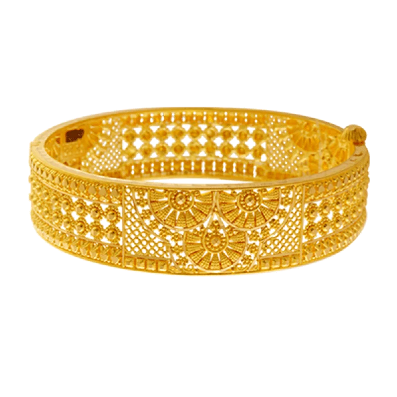 Unique bracelets with charm designs-22KT Yellow Gold Bangle For Women