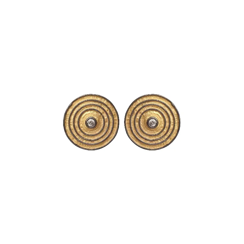 Vintage-style earrings for women-Iconography Radiant Concentric Circle Stud Earrings