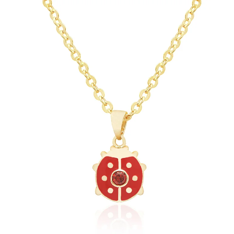 Custom-made necklaces for special occasions-Ladybug with Crystal Necklace