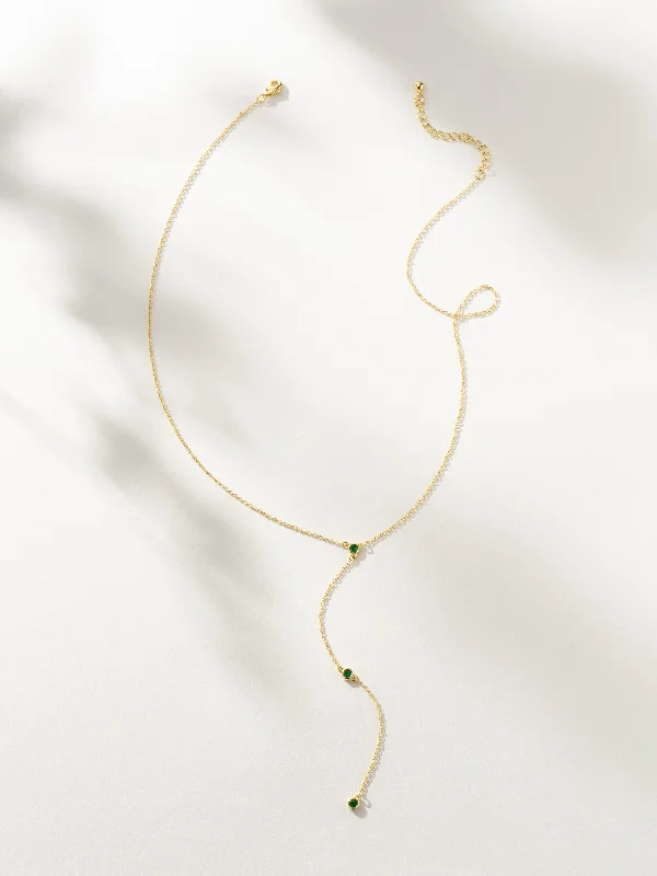 Elegant gemstone necklaces with gold chains-Envious Lariat Necklace