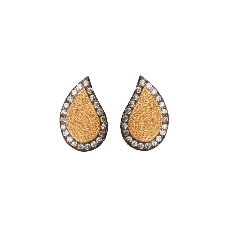 Custom earrings with birthstone settings-Iconography Textured Gold Teardrop Stud Earrings