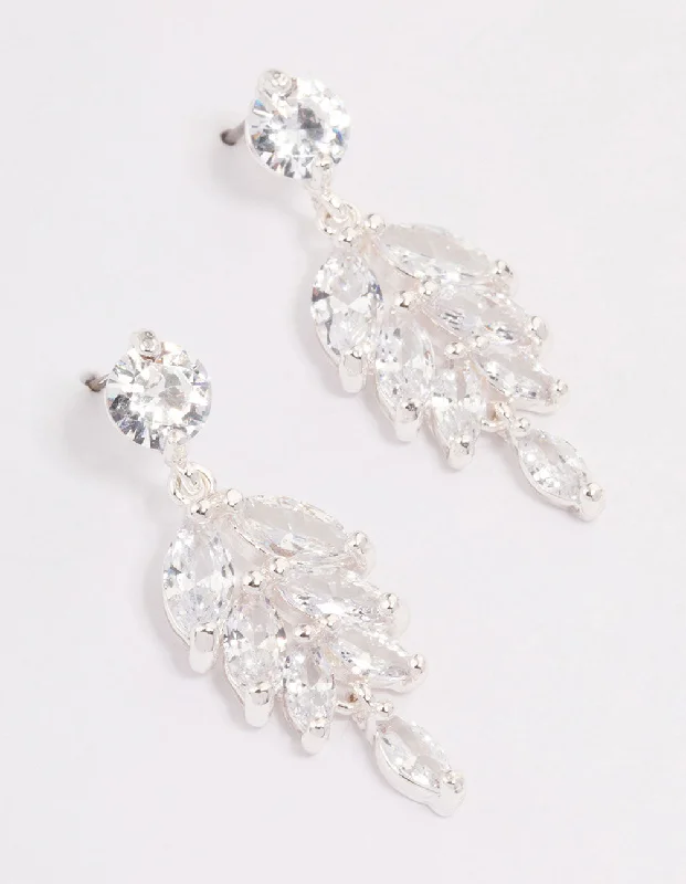 Elegant drop earrings with sapphires-Silver Cubic Zirconia Drop Statement Earrings