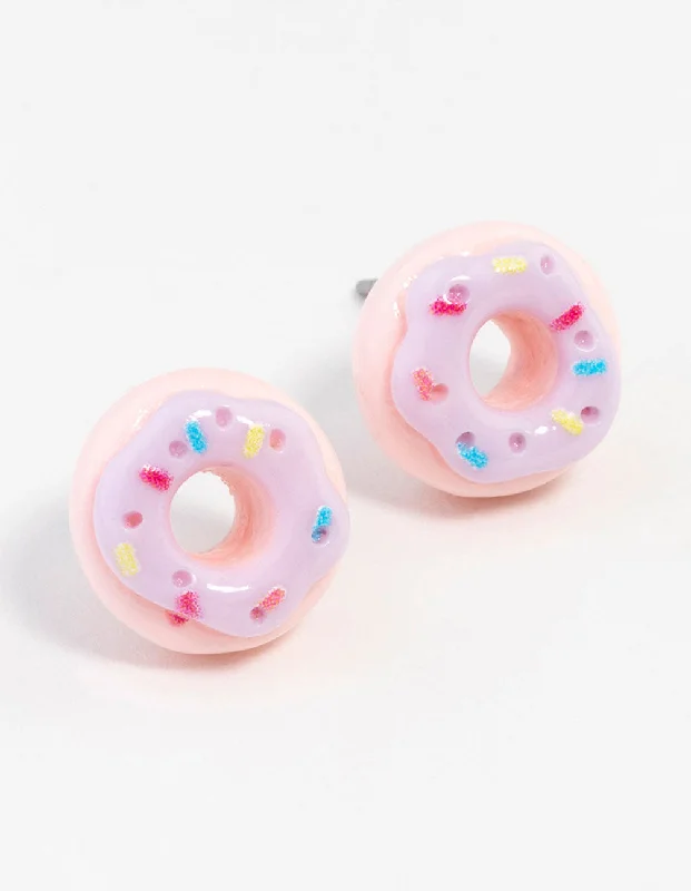 Gorgeous earrings with citrine accents-Sprinkle Doughnut Stud Earrings