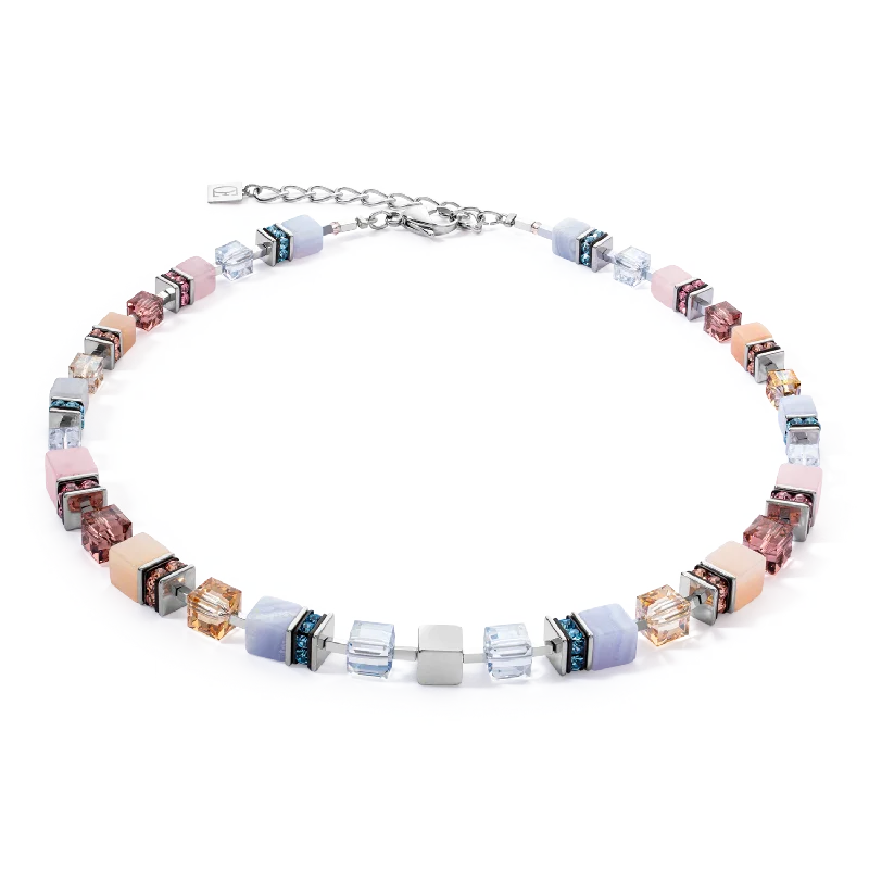 Classic silver necklaces for every occasion-GeoCUBE® Precious Statement necklace silver-pastel