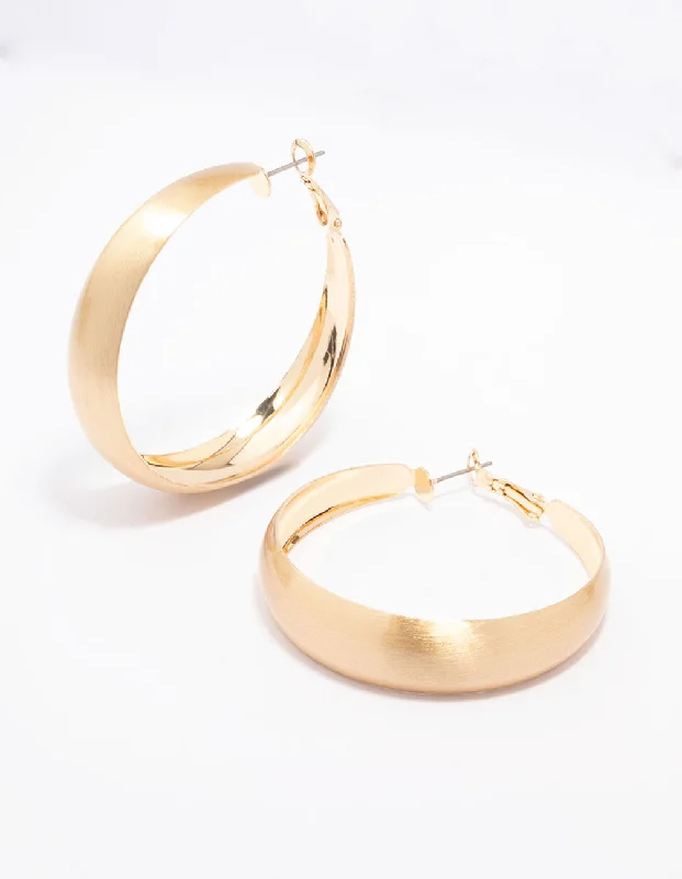 Stunning diamond stud earrings-Gold Large Matte Hoop Earrings