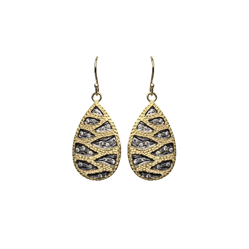 Elegant gold earrings for women-Ecologica Two-Tone Teardrop Earrings