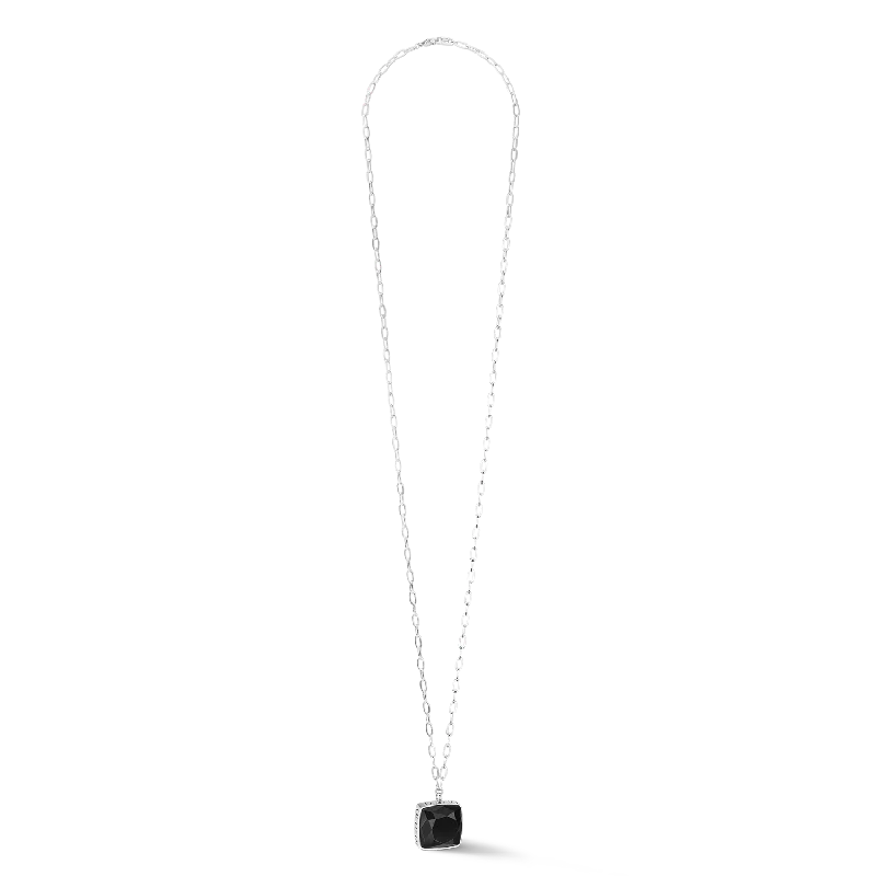 Necklaces with intricate designs-Necklace OE Amulet Square Onyx silver-black