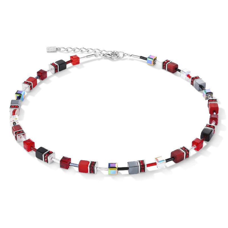 Elegant necklaces with precious gemstones-GeoCUBE® Necklace red-haematite