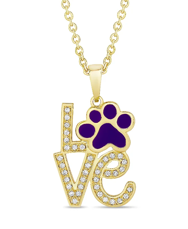 Vintage-style necklaces with diamonds-Puppy Love CZ Pendant (Purple)