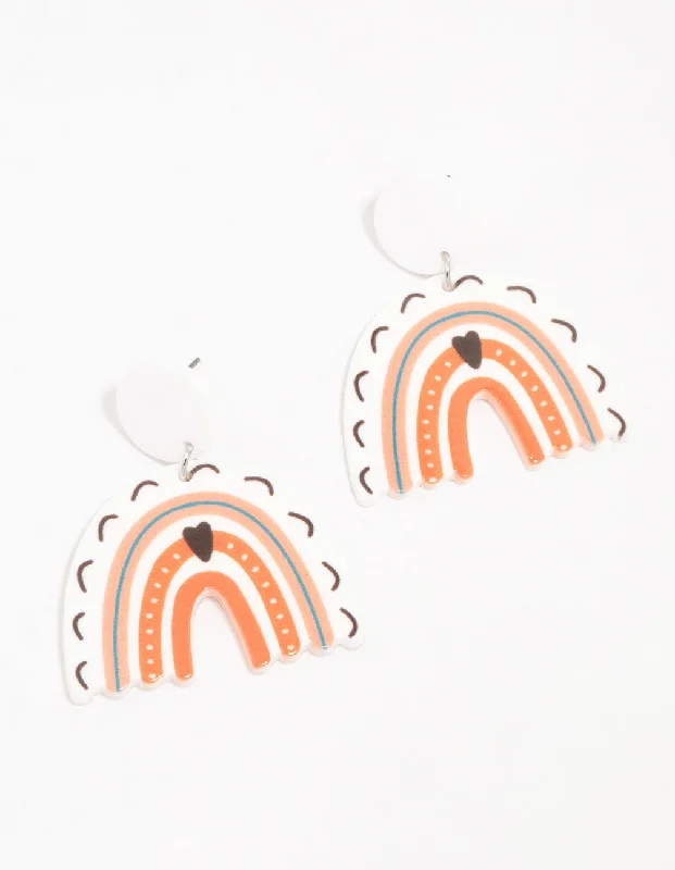 Beautiful earrings with zirconia stones-Acrylic Rainbow Disc Drop Earrings