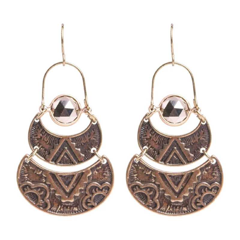 Affordable earrings for evening wear-Patina Flora Pyrite Earring