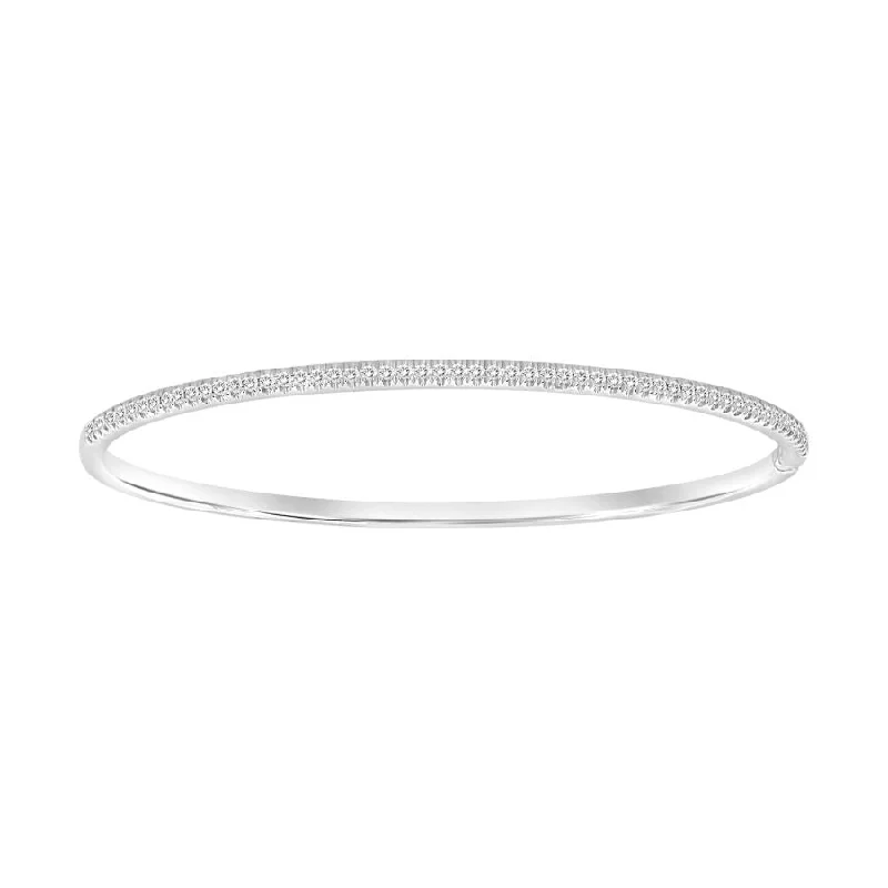 Stylish bangle sets with mixed metals-LADIES BANGLE 0.45CT ROUND DIAMOND 14K WHITE GOLD