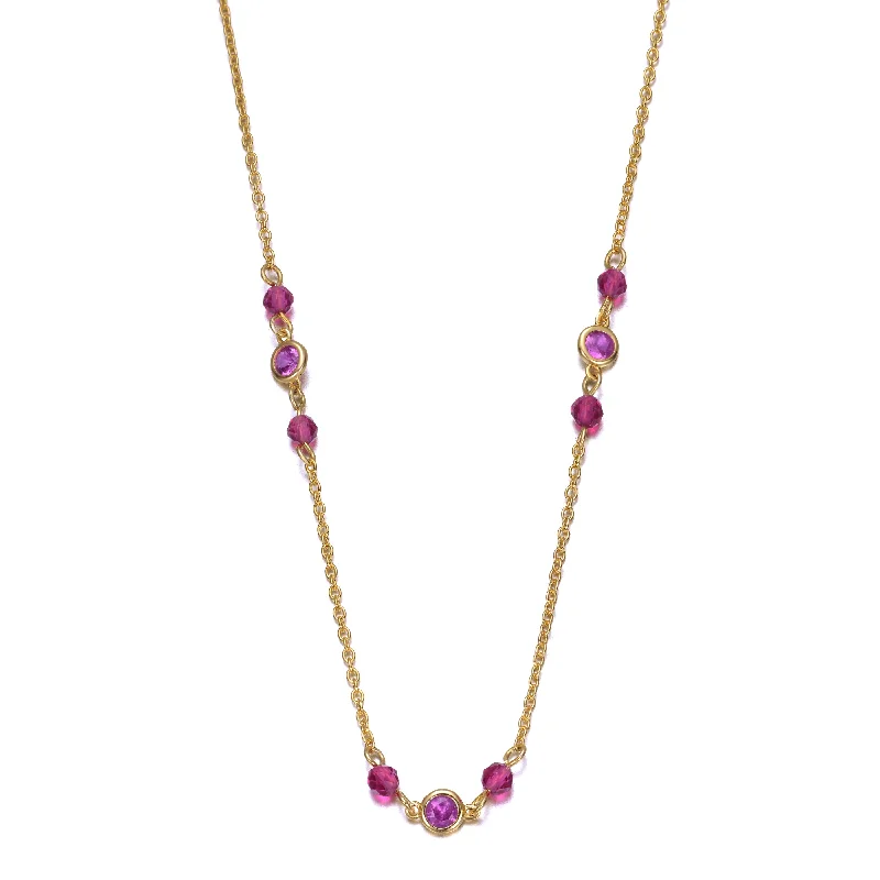 Affordable necklaces with sapphire stones-Caroline Dainty Purple Golden Necklace