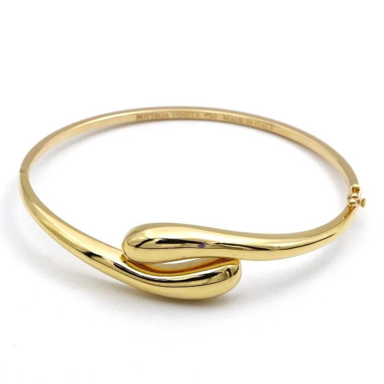 Elegant gold bangles with diamond accents-Real Gold Teardrop Bangle 1244 - (SIZE 16) BA1516