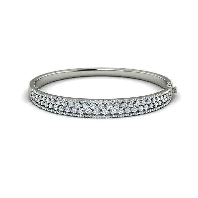 Stylish bangles with diamonds-Diamond Double Row Hinged Bangle