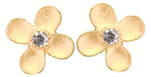 Fashionable earrings with geometric shapes-Genevieve Golden Blossom Stud Earrings