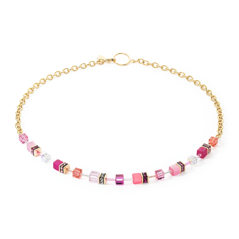 Fashionable layered necklaces for women-GeoCUBE® Iconic Chain necklace gold-magenta