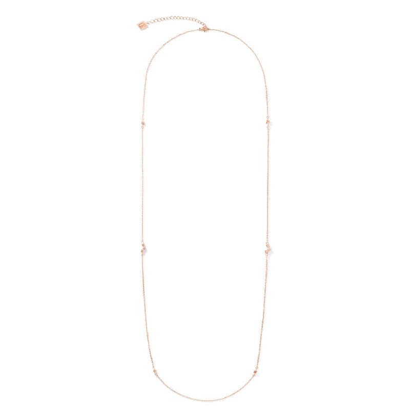 Affordable necklaces with freshwater pearls-Necklace Dancing GeoCUBE® small chain long stainless steel rose gold