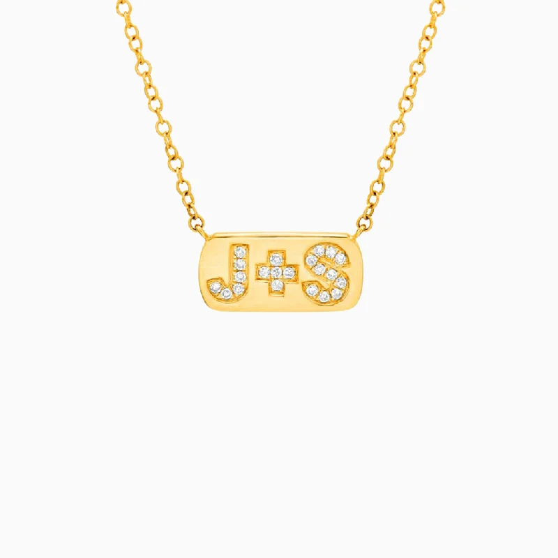 Designer necklaces with vintage style-Personalized Diamond Initial Plaque Necklace