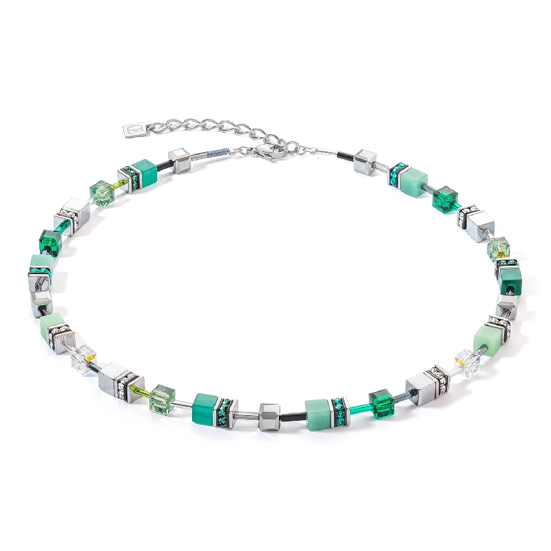 Simple chain necklaces with charms-GeoCUBE® Iconic necklace silver-green