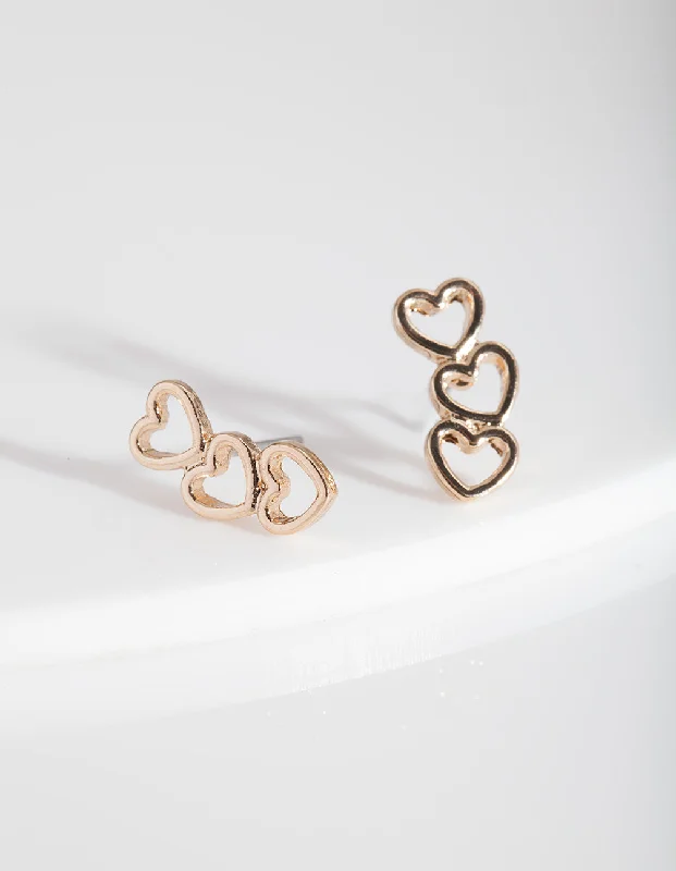 Statement earrings with sapphire accents-Gold Open Heart Earring