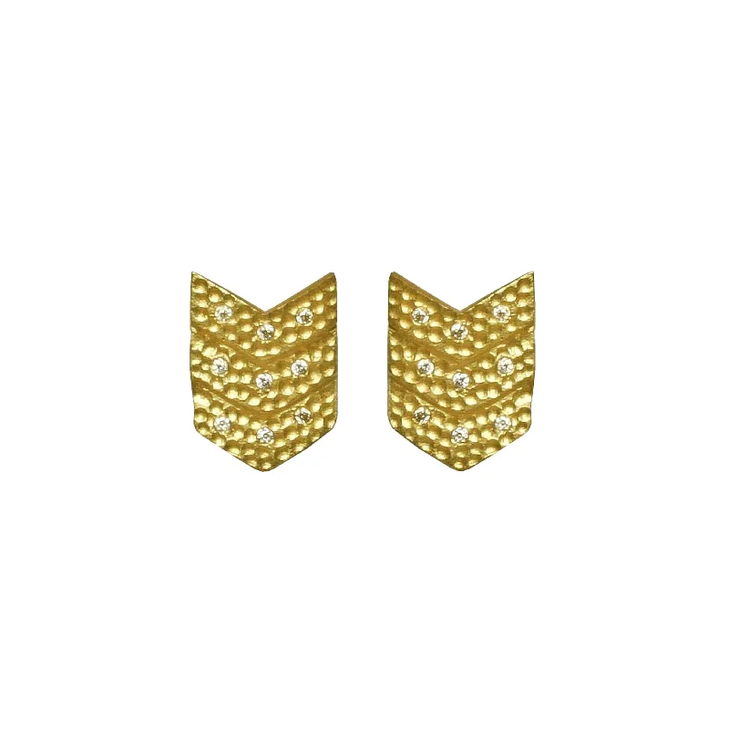 Affordable earrings for casual wear-Iconography Gold Chevron Stud Earrings